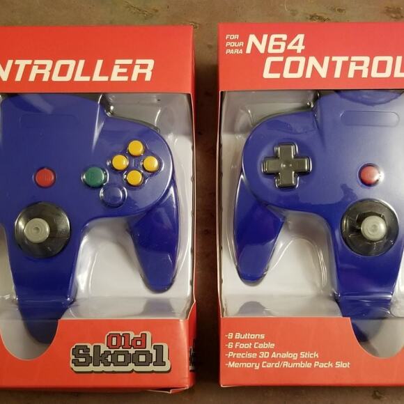 2 N64 Controllers - Blue (NEW) - Nintendo - Old Skool - Picture 1 of 5